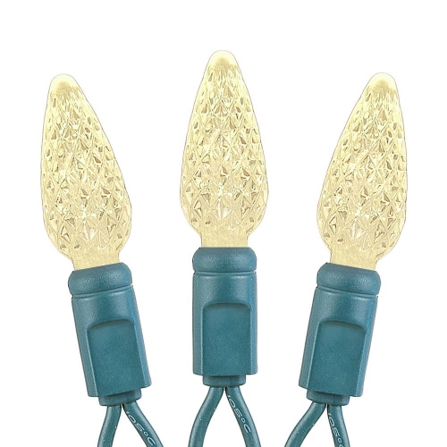 Novelty Lights 100 Light C6 LED Christmas Mini Light Set, Commercial Grade Outdoor String Lights, Green Wire, 50 Feet