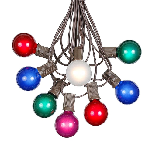 NOVELTY LIGHTS LLC  G40 Patio String Lights w 25 Clear Globe Bulbs – Outdoor String Lights – Market Bistro Café Hanging String Lights – Patio
