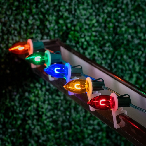 Novelty Lights 25 Pack C9 LED Flex Filament Bulbs, Shatterproof Plastic Replacement Christmas Lights, E17 Base for Indoor/Outdoor Strings, Dimmable,