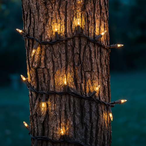 Novelty Lights 50 Feet 100 Bulbs Traditional Incandescent Mini Lights, Brown Wire with 6" Spacing, Commercial Grade and UL Listed for Indoor/Outdoor