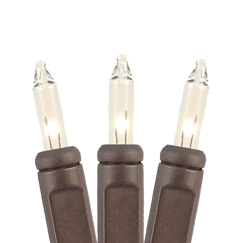 Novelty Lights 50 Feet 100 Bulbs Traditional Incandescent Mini Lights, Brown Wire with 6" Spacing, Commercial Grade and UL Listed for Indoor/Outdoor
