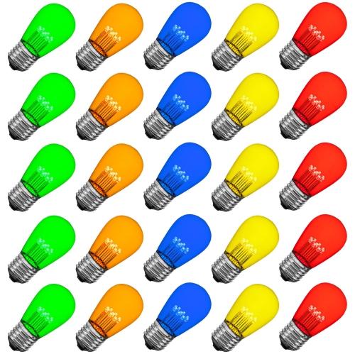 Novelty Lights LED S14 Outdoor Patio Edison Replacement Bulbs, E26 Medium Base, 1 Watt