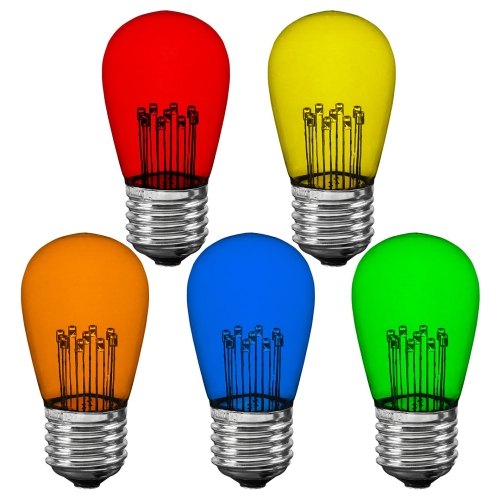 Novelty Lights LED S14 Outdoor Patio Edison Replacement Bulbs, E26 Medium Base, 1 Watt