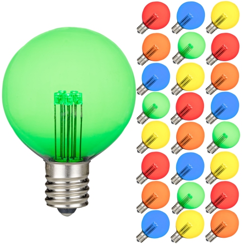 Novelty Lights G50 Glass LED Globe Bulbs, String Light Replacement Bulbs, E17 Intermediate Base, Energy Efficient Outdoor Patio Lighting