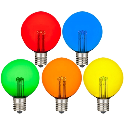 Novelty Lights G50 Glass LED Globe Bulbs, String Light Replacement Bulbs, E17 Intermediate Base, Energy Efficient Outdoor Patio Lighting