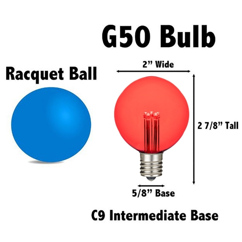 Novelty Lights G50 Glass LED Globe Bulbs, String Light Replacement Bulbs, E17 Intermediate Base, Energy Efficient Outdoor Patio Lighting