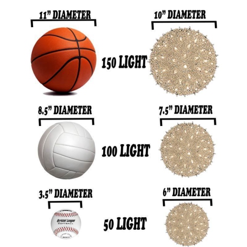 Novelty Lights LED Starlight Sphere, Ornament Ball Light, 5ft Hanging Cord with S Hook, 12ft Power Cord with Stackable Plug, Commercial Grade