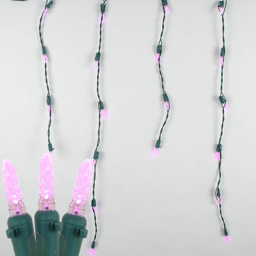 NOVELTY LIGHTS LLC  Novelty Lights Pink Led Icicle Lights, 15 Feet, 150 M5 Bulbs Wire In Green
