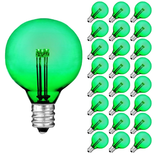 NOVELTY LIGHTS LLC  Novelty Lights 25 Pack G40 Glass Led Globe Bulbs, String Light Replacement Bulbs, E12 Candelabra Base, Energy Efficient Outdoor