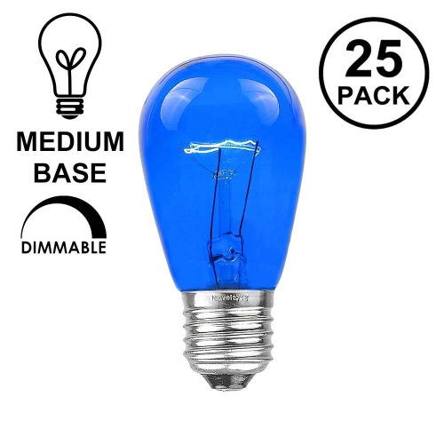 Novelty Lights 25 Pack S14 Outdoor Patio Edison Replacement Bulbs, E26 Medium Base, 11 Watt