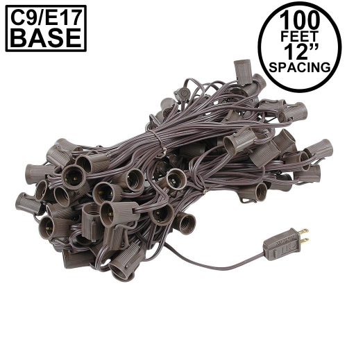 Novelty Lights 100 Foot C9 Outdoor String Light Christmas Stringer - Patio String Lights - Intermediate Base