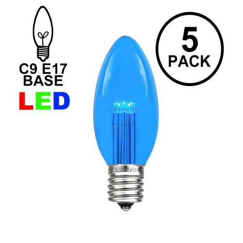 Novelty Lights 25 Pack C9 LED Outdoor String Light Patio Christmas Replacement Bulbs, C9/E17 Base, .75 Watt