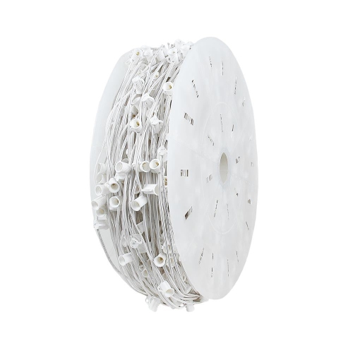 Novelty Lights 1,000 Foot C7 Christmas Stringer Bulk Reel, White Wire, 12" Spacing, Candelabra Base, SPT-1 8 AMP Wire
