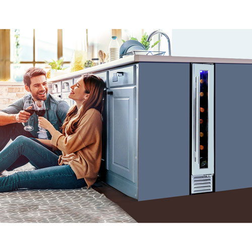 Réfrigérateur à vin encastrable mince 6 po pour dessous de comptoir de 7 bouteilles Koolatron