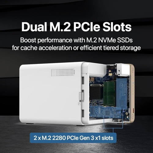 QNAP TS-462-4G-US 4 Bay Multimedia Desktop NAS with Intel Celeron Dual-core Processor with M.2 PCIe Slots and PCIe expandability and 2.5GbE Network