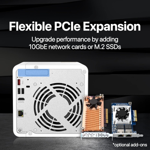 QNAP TS-462-4G-US 4 Bay Multimedia Desktop NAS with Intel Celeron Dual-core Processor with M.2 PCIe Slots and PCIe expandability and 2.5GbE Network