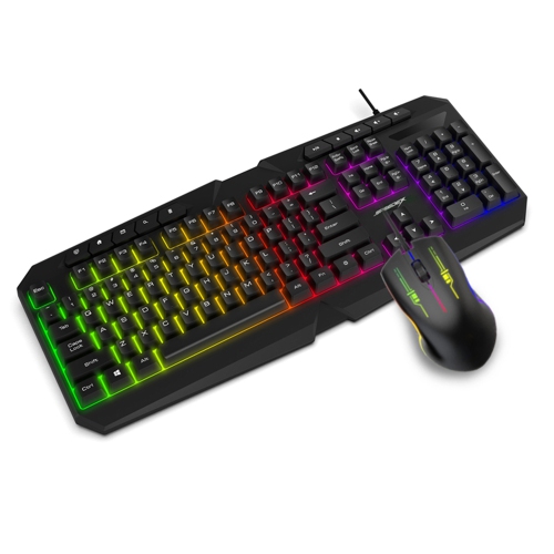 Speedex 3-in-1 Multimedia rainbow backlight USB wired keyboard with Mouse and mouse Pad combo set