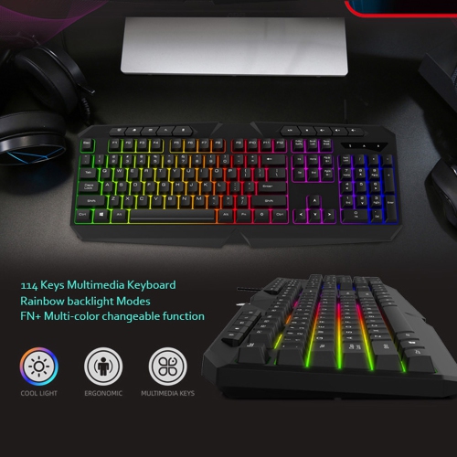Speedex 3-in-1 Multimedia rainbow backlight USB wired keyboard with Mouse and mouse Pad combo set