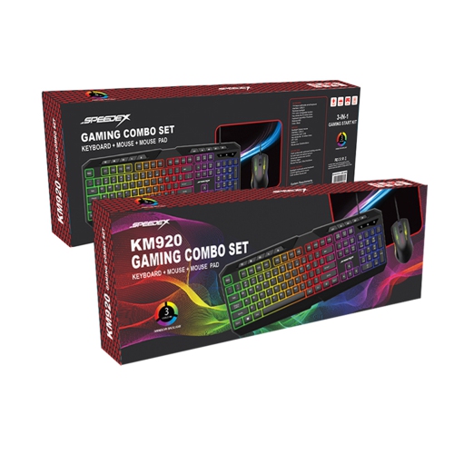 Speedex 3-in-1 Multimedia rainbow backlight USB wired keyboard with Mouse and mouse Pad combo set