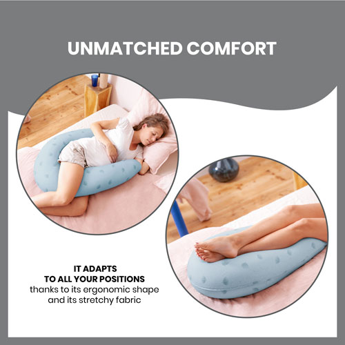 Coussin de maternité B.Love en forme de U de Babymoov - Bleu