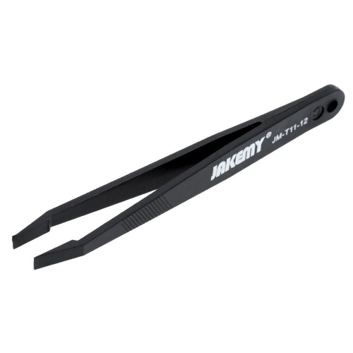 Replacement Anti-Static Heat Resistant Flat Pointed Curved Tweezers 3 Piece Set (Jakemy)