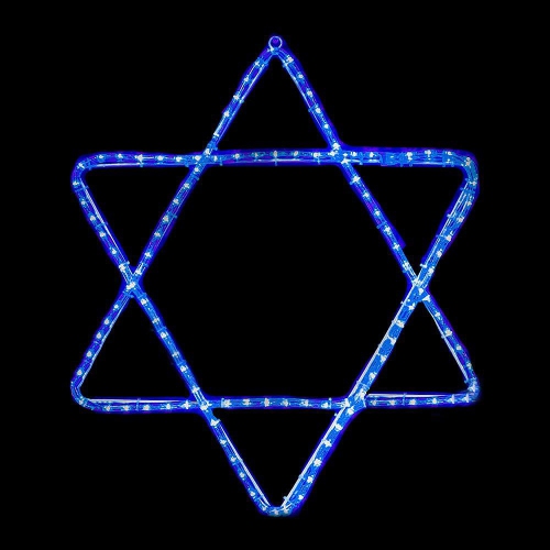 Novelty Lights LED Blue Star of David Rope Light Motif Sculpture, Hanukkah Decorations