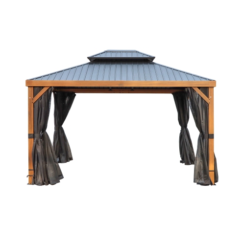 Yosemite Gazebo Aluminum frame wood finish 10 f x 12