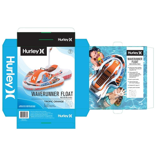 Hurley - Flotteur de piscine gonflable Wave Runner, orange