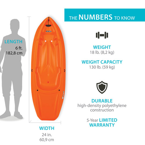 Lifetime Wave 6 ft. Youth Kayak with Paddle - Orange