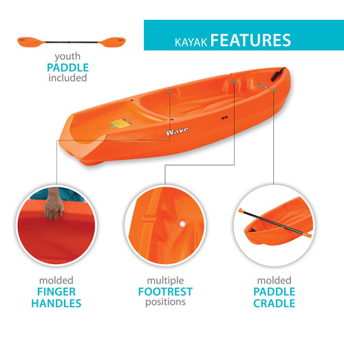Lifetime Wave 6 ft. Youth Kayak with Paddle - Orange