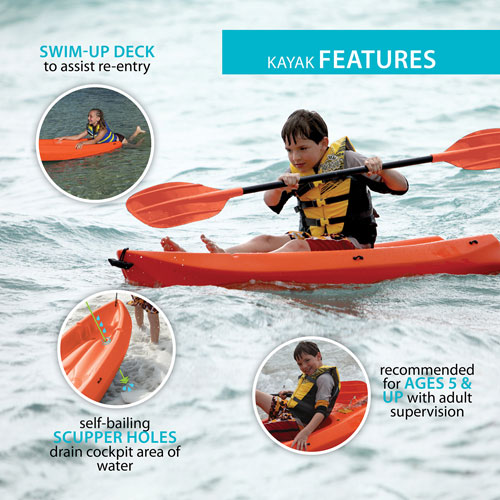 Lifetime Wave 6 ft. Youth Kayak with Paddle - Orange
