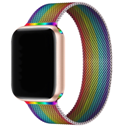 Fermoir magnétique Milan avec rayures arc-en-ciel de PANDACO pour Apple Watch 38&nbsp;mm/40&nbsp;mm/41&nbsp;mm/42&nbsp;mm