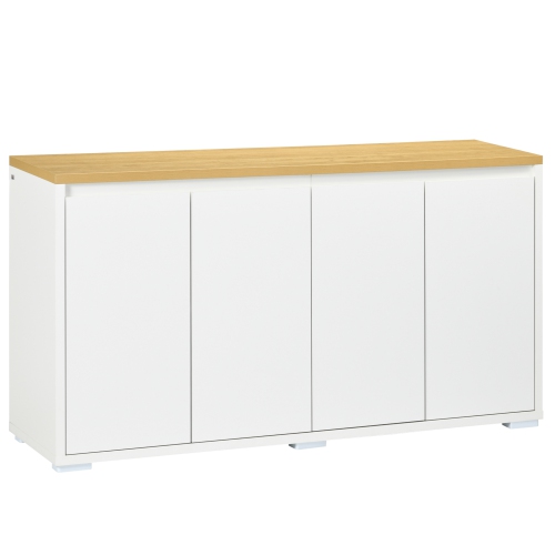 HOMCOM  Storage Cabinet, Sideboard Buffet Cabinet With 4 Doors And Adjustable Shelves, Modern Kitchen Cabinet In White