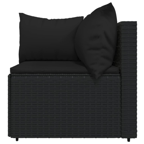 vidaXL 4 Piece Garden Lounge Set with Cushions Black Poly Rattan