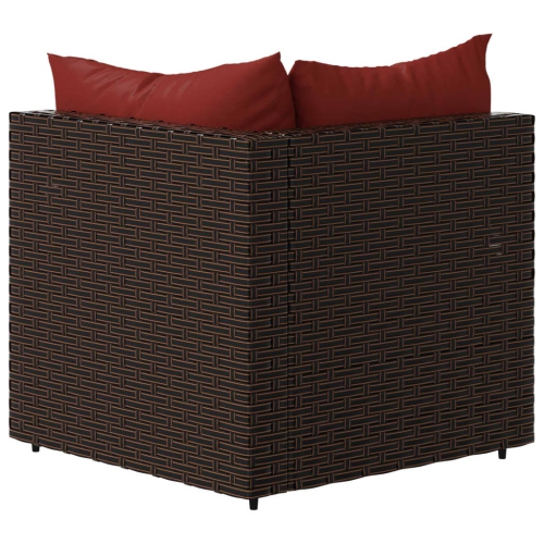 vidaXL Garden Corner Sofa with Cushions Brown Poly Rattan