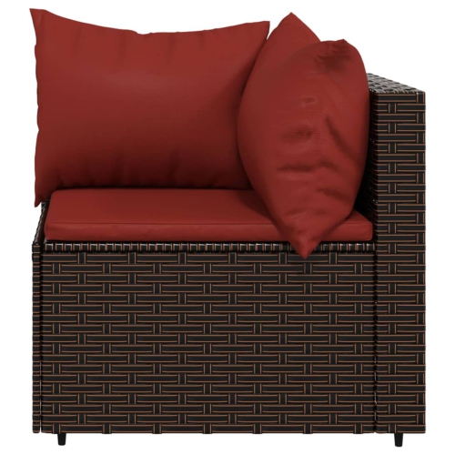 vidaXL Garden Corner Sofas with Cushions 2 pcs Brown Poly Rattan