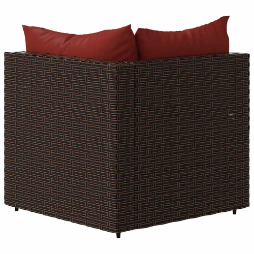 vidaXL Garden Corner Sofas with Cushions 2 pcs Brown Poly Rattan