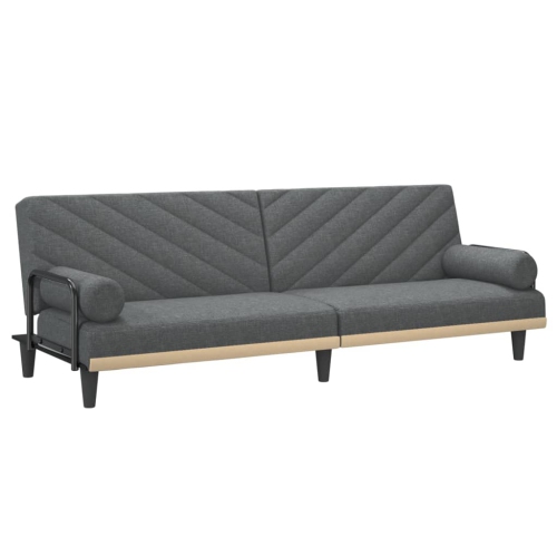 vidaXL Sofa Bed with Armrests Dark Grey Fabric