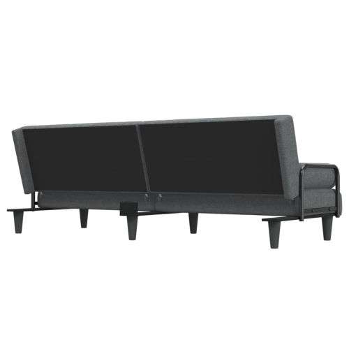 vidaXL Sofa Bed with Armrests Dark Grey Fabric