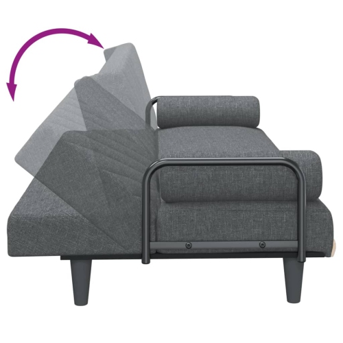 vidaXL Sofa Bed with Armrests Dark Grey Fabric
