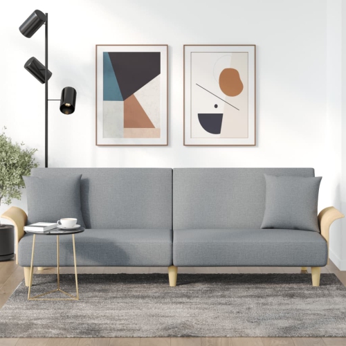 vidaXL Sofa Bed with Armrests Light Grey Fabric