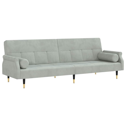 vidaXL Sofa Bed with Cushions Light Grey Velvet