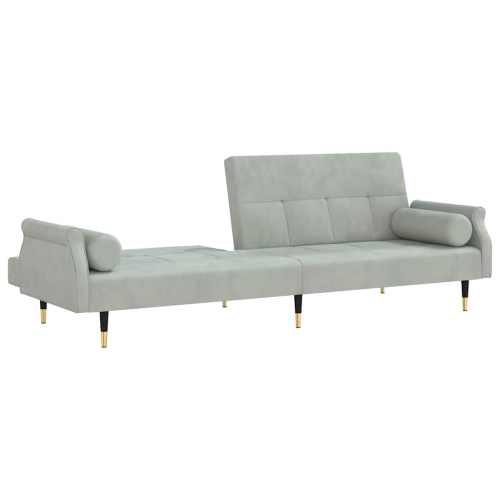 vidaXL Sofa Bed with Cushions Light Grey Velvet
