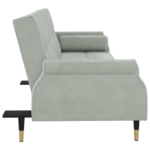 vidaXL Sofa Bed with Cushions Light Grey Velvet