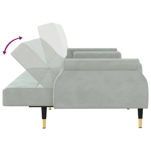vidaXL Sofa Bed with Cushions Light Grey Velvet