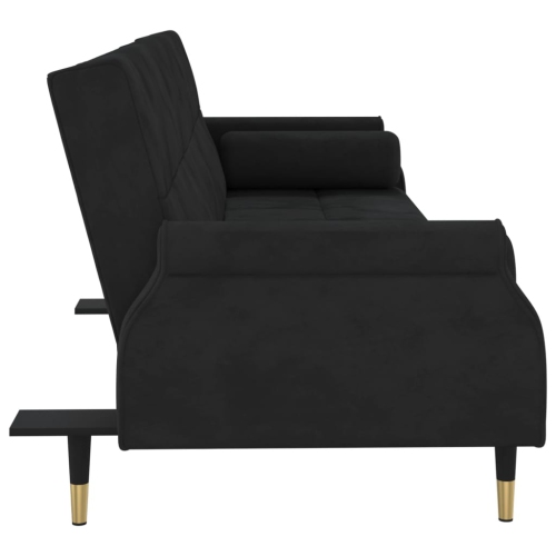 vidaXL Sofa Bed with Cushions Black Velvet
