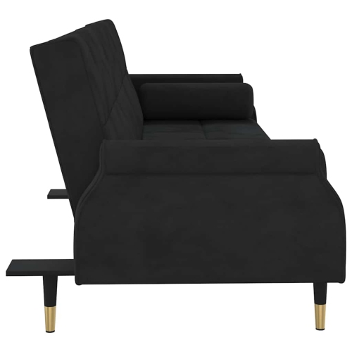 vidaXL Sofa Bed with Cushions Black Velvet