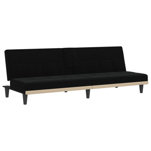 VIDAXL  Sofa Bed With Cup Holders Black Fabric