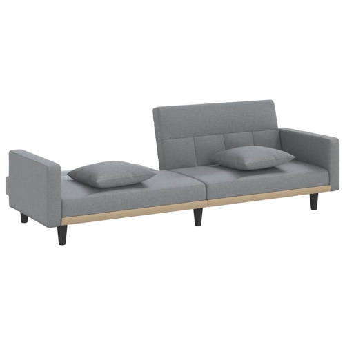 vidaXL Sofa Bed with Cushions Light Grey Fabric