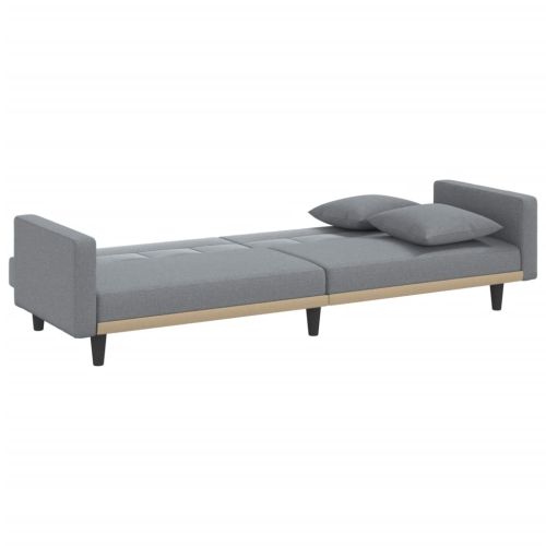 vidaXL Sofa Bed with Cushions Light Grey Fabric